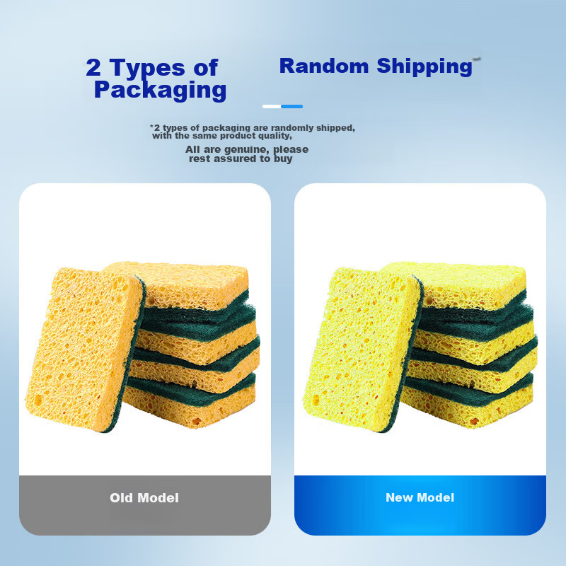 JUQI Wood Pulp Cotton Sponge Scrubber, 10*7CM*6 Pieces, Kitchen Dishwashing Sponge, Absorbent, Non-Stick, Powerful Cleaning, Scouring Pad 1