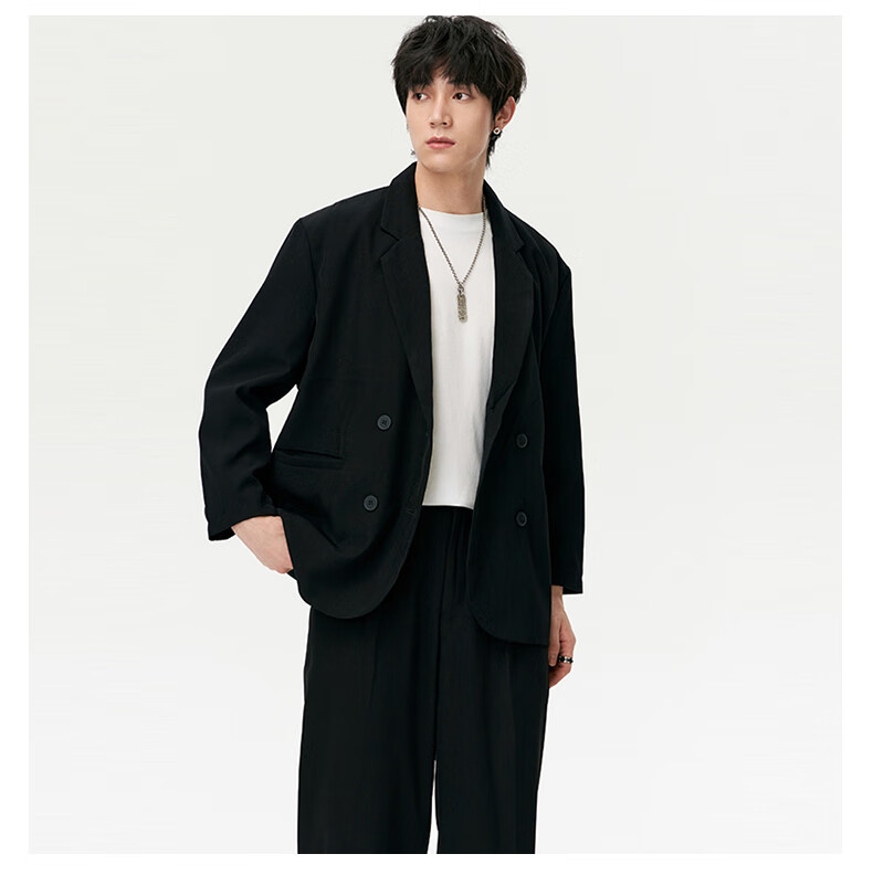 MMOPTOP Luxurious High-End Suit Jacket for Men, Spring And Autumn Trendy Cool Casual Blazer Top X233 Black 2XL 13
