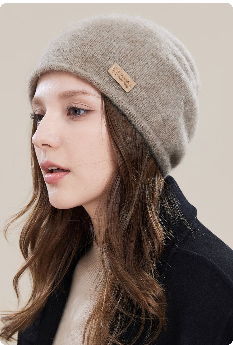 JIUMU Pure Cashmere Warm Knitted Beanie Hat, Cold-Proof Cap for Autumn And Winter, Slouchy Hat, Outdoor Winter Cap, Cold-Resistant Hat for Wome 15