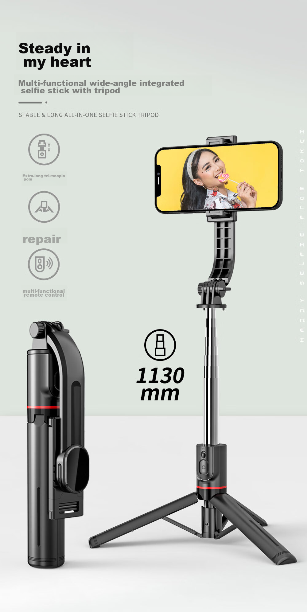 Selfieshow F06 1.3-Meter Selfie Stick, Portable Universal Handheld Selfie Stick, Travel-Friendly Phone Photography Stand, 360-Degree Rotating Photo Stand for Concerts 1