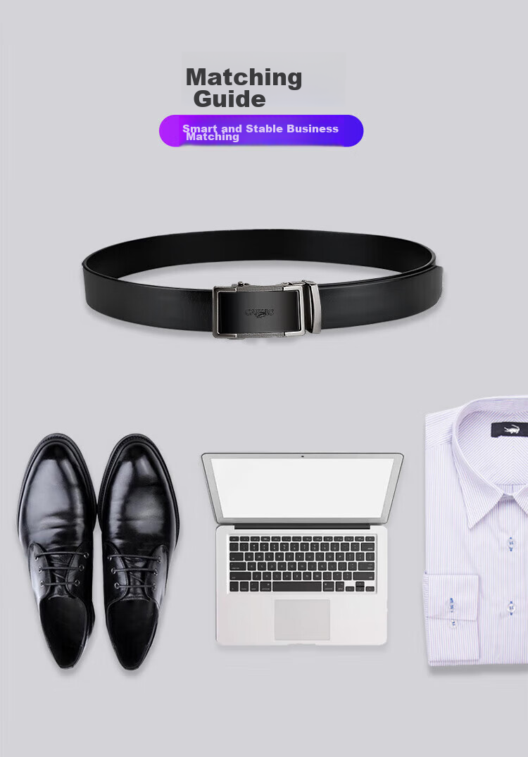CARTELO Men's Leather Belt, Vintage Cowhide Waistband, Business Versatile Automatic Buckle Casual Trouser Belt, Gift for Boyfriend 2
