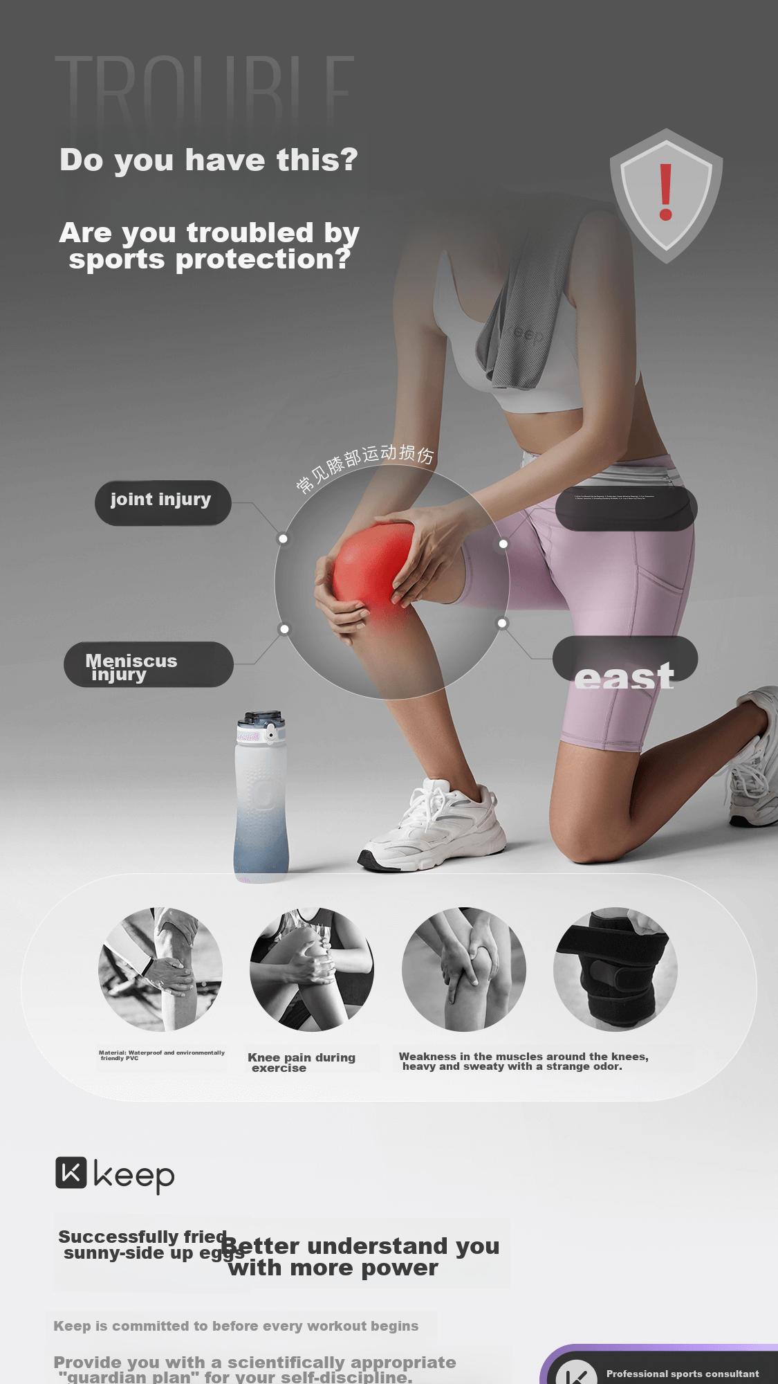 Keep Knee Brace for Sports, Meniscus Support, Running, Basketball, Badminton, Unisex Protective Gear for Knee Protection K-rox 1
