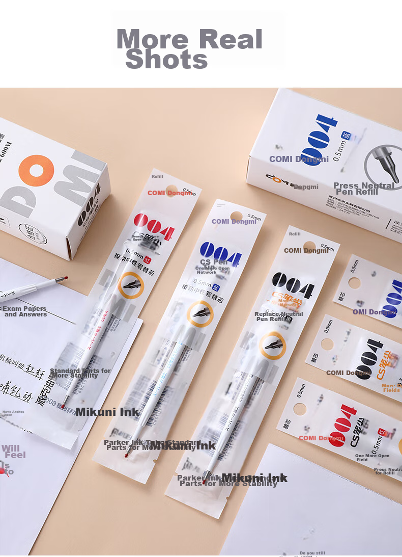 Dongmi Gel Pen Refill for Elementary, Middle School And College Students, Office Stationery, Handwriting Practice, 0.5mm, Click-Type, Replaceable Core, Student Exam Writing, Black Ink, Dongmi Brand, 20 Pieces/box, DM-004 13