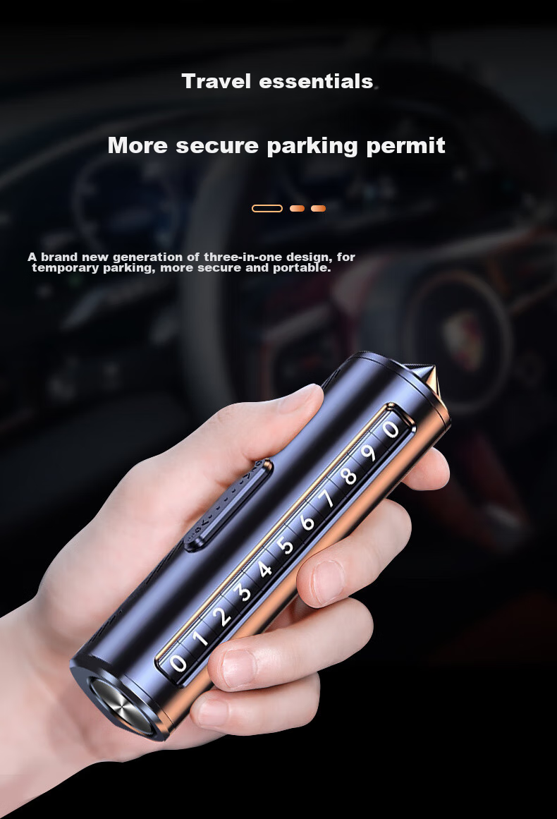 Jumu Car Safety Hammer, Temporary Vehicle Moving, Parking Removal Phone Number Plate, In-Car Air Freshener, Car Interior Window Breaker Perfume 5