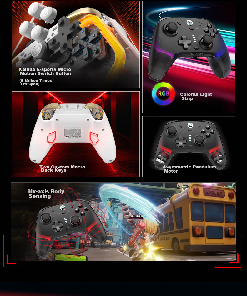 GAMESIR Fengxingzhe 2 Wireless Game Controller Motion-Sensing Switch Controller with Base, Compatible with Mobile Android Apple PC Bluetooth NS2 Computer TV Steam Original Genshin Impact Black Myth: Wukong Zero 3