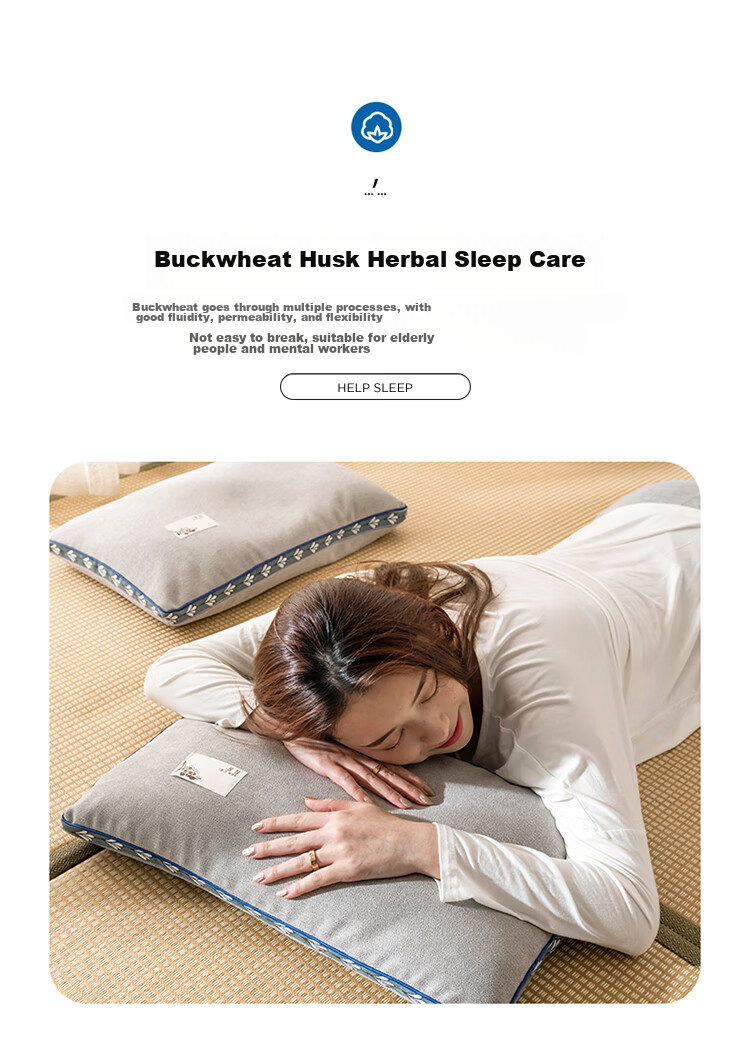 YALU & FREEDOM Buckwheat Pillow, 100% Pure Buckwheat Hull Pillow Core, Adult Sleeping, 5 Jin (2.5 Kg), Removable And Washable, 46x72cm, Pure Gray 8
