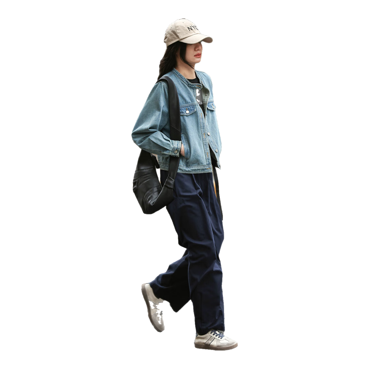 Dme Small Round Collar Denim Jacket Spring Straight Shoulder Sleeve Design Slim Fit Short Denim Jacket
