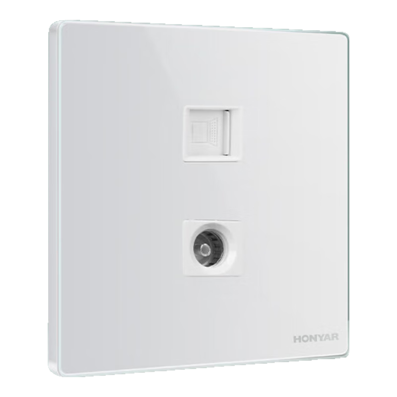 Hongyan Switch Socket Panel E4 Series White Computer TV Six Category Network Socket 86 Type Home Concealed Wall-Mounted