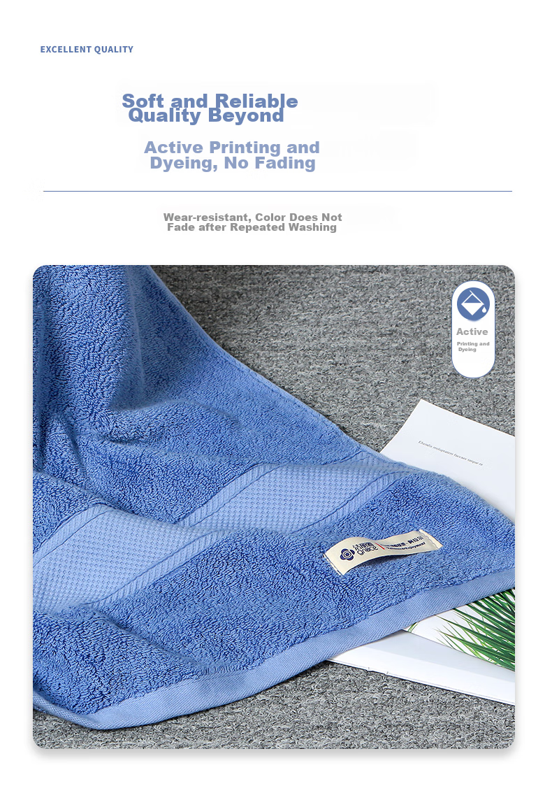 Grace Class A Pure Cotton Bath Towel for Men And Women, Extra Large And Thick Shower Towel, Xinjiang Long-Staple Cotton Wrap Towel, Blue, 650g, Sports 8
