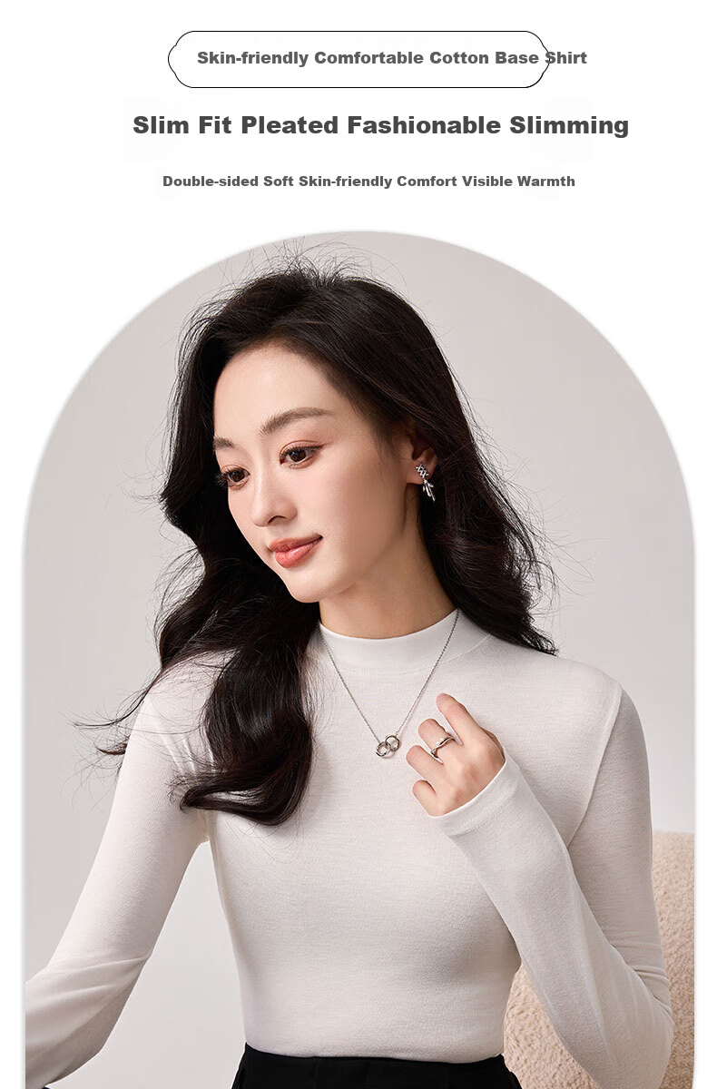 LangSha Spring And Autumn Modal Solid Color Low-Collar Base Shirt for Women, Slim-Fit Thin Inner Layer Long-Sleeve Slimming Stylish Top 1