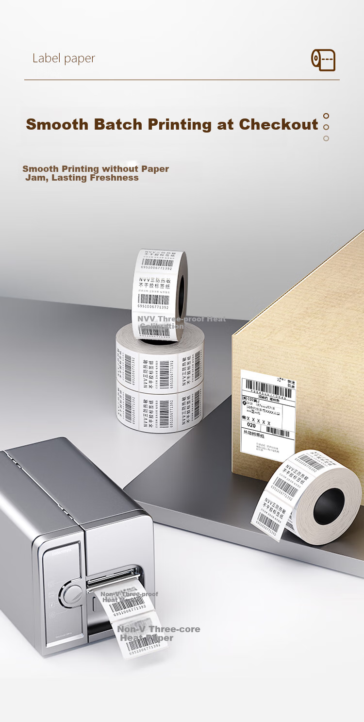 NVV 80mm*50mm*500 Sheets Triple-Protection Thermal Label Printing Paper Electronic Shipping Labels Express Logistics Self-Adhesive Cargo Material Barcode Paper SF8050 4
