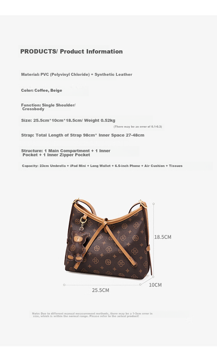 Aokang Women's Large Capacity Hobo Underarm Tote Bag Luxury Crossbody Shoulder Bag Birthday New Year Gift for Girlfriend Wife 5