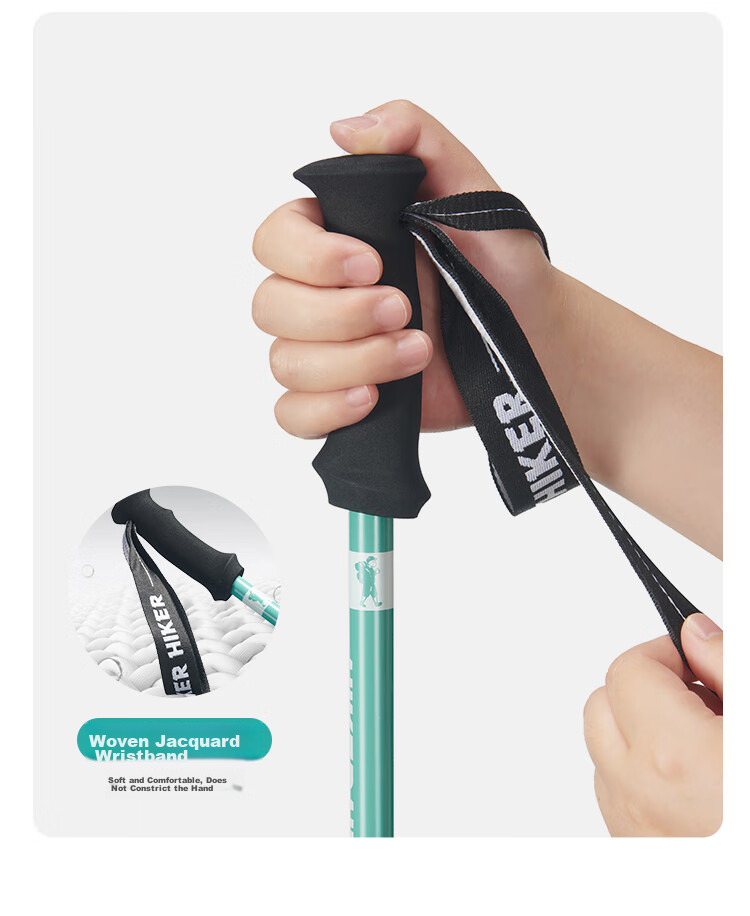 Pelliot [Qingyi AL] Children's Outdoor Trekking Pole, Aluminum Alloy Telescopic Hiking Stick, 166036026 Gree 14