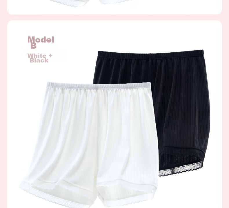 Duomiaowu Girls' Safety Shorts, Anti-Exposure, Summer Thin Ice Silk Children's Underwear, Breathable Baby Boxer Briefs, K00091 White And Black, 140cm (Suitable for 135-145cm) 9