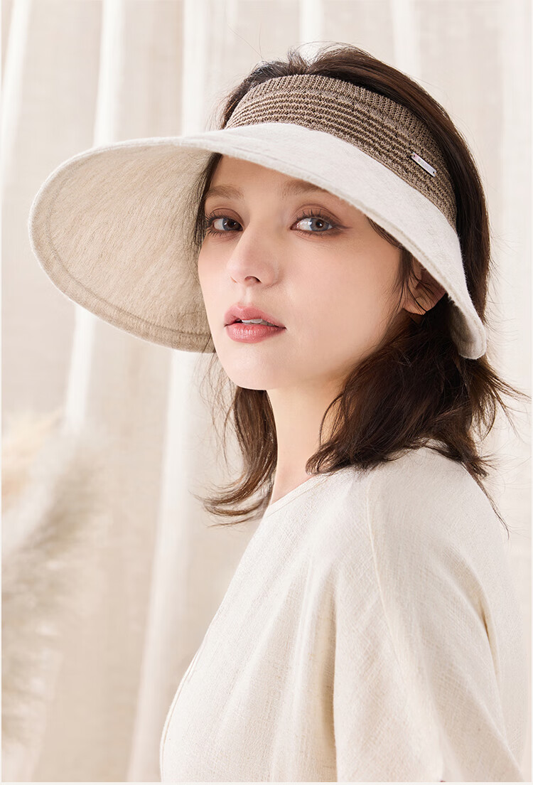 JIUMU Linen Sun Protection Hat, Women's Sun Visor Hat, Sun Hat, Visor Hat, Cool Hat, Summer Hiking Face-Covering UV Protection Cap 14