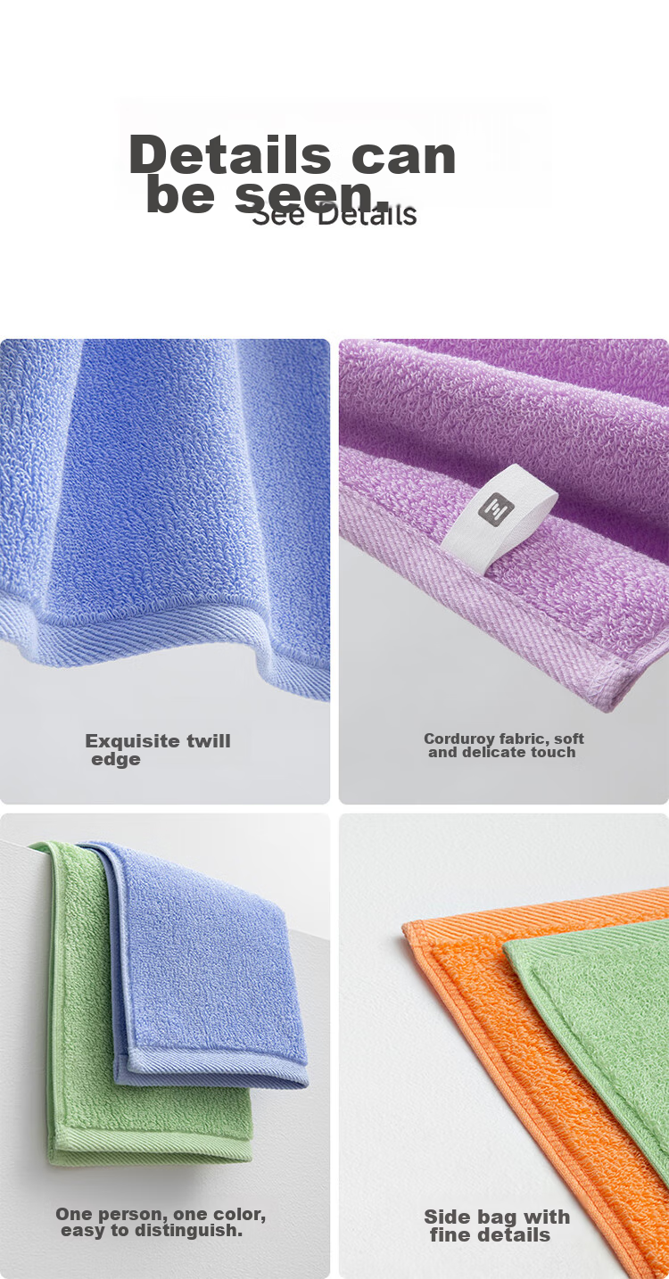 A-Life Cotton Towels, Soft And Gentle, 3-Pack, Xinjiang Long-Staple Cotton Grade A, Absorbent Face Towels for Home Use, Unisex, White/blue/orange 13