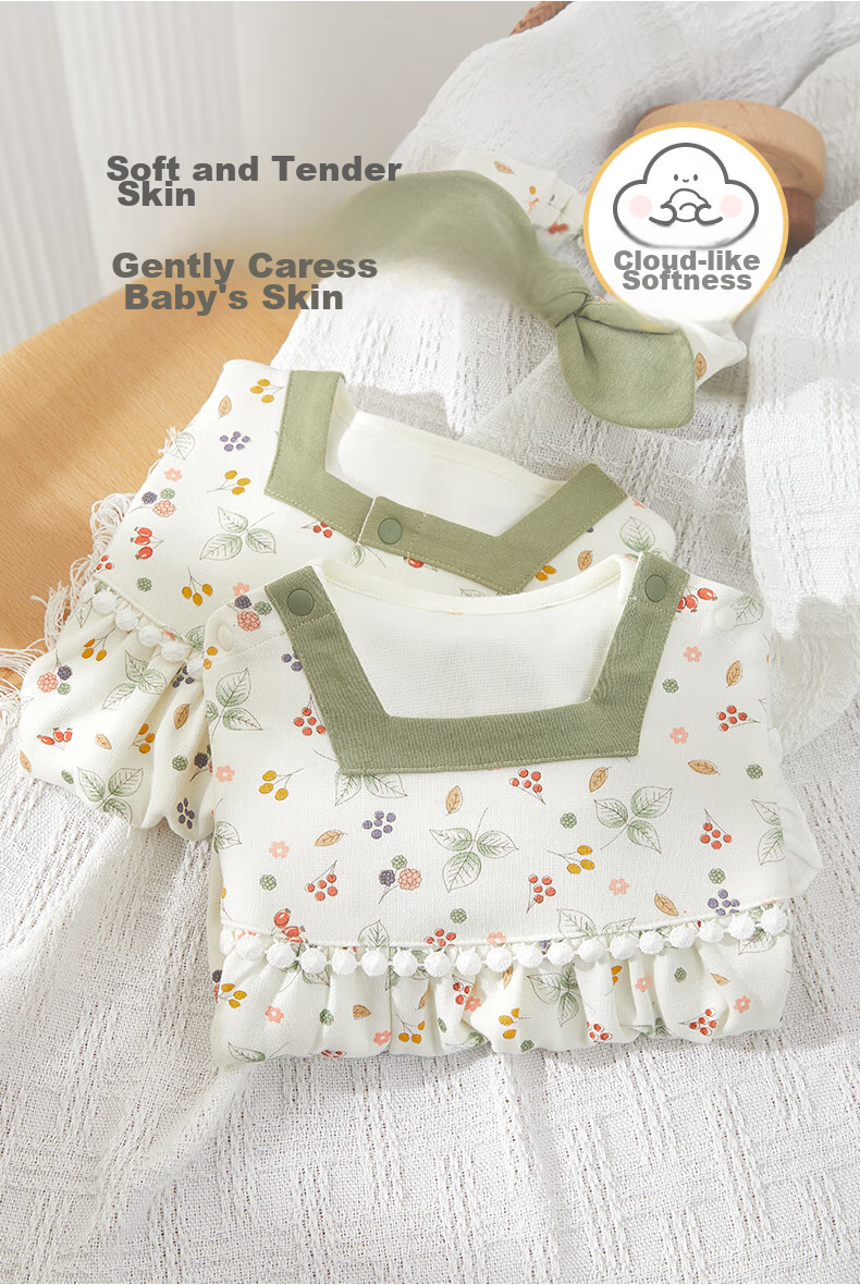 Wismorni Baby Girl Onesie, Infant 100-Day Bodysuit, Spring And Autumn Style, Adorable Princess Triangle Romper, Autumn Outfit 2