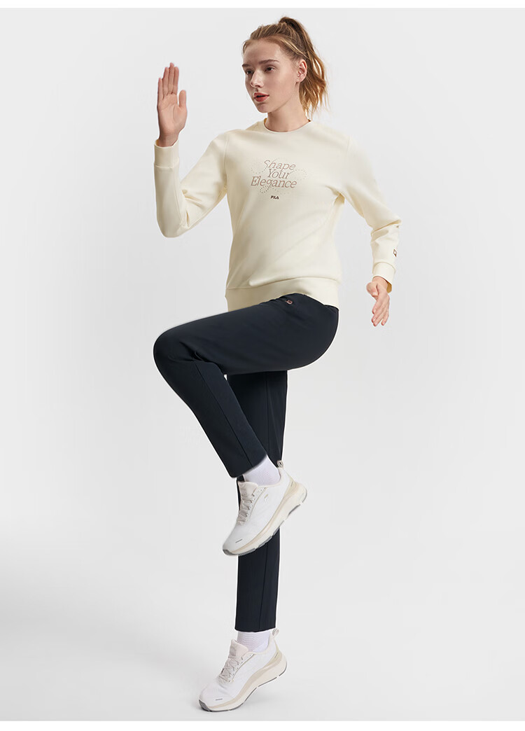 FILA Official Women's Pullover Hoodie, Autumn And Winter Fitness Sports Simple Basic Knit Top 30