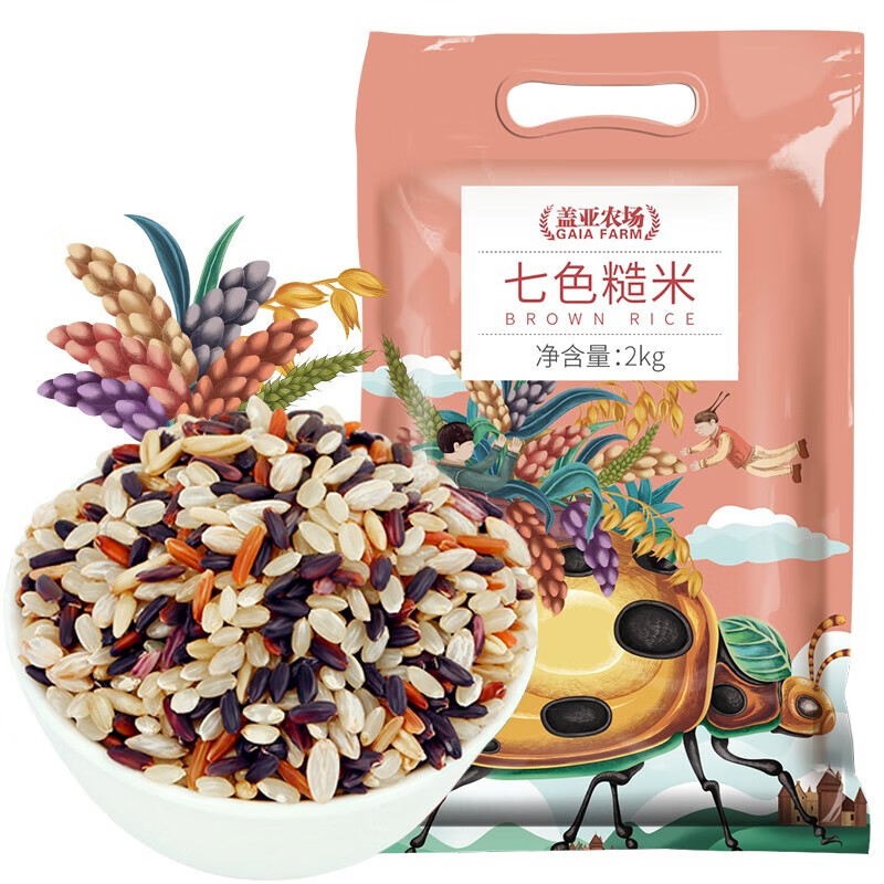 盖亚农场七色糙米4斤糙米饭红米黑米燕麦大麦米杂粮饭真空装