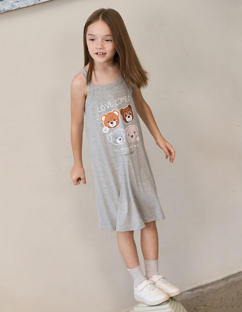 Aimer Kids Girls' Modal Camisole Nightgown for Spring And Summer, Class A Sleepwear AK144E531 Floral Gray 170 10