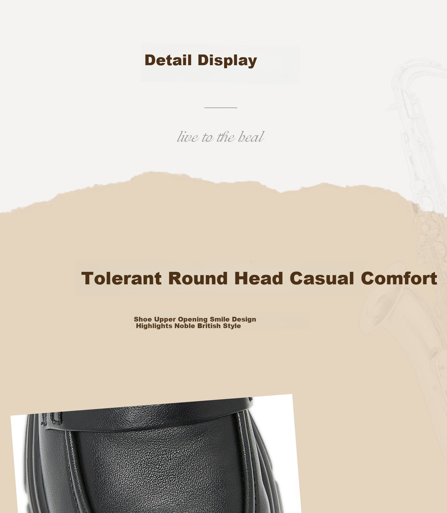 COMELY Leather Thick-Soled Loafers for Women, Spring New Style Genuine Leather Classic Retro Slip-On Leather Shoes, Beige, Size 36 5