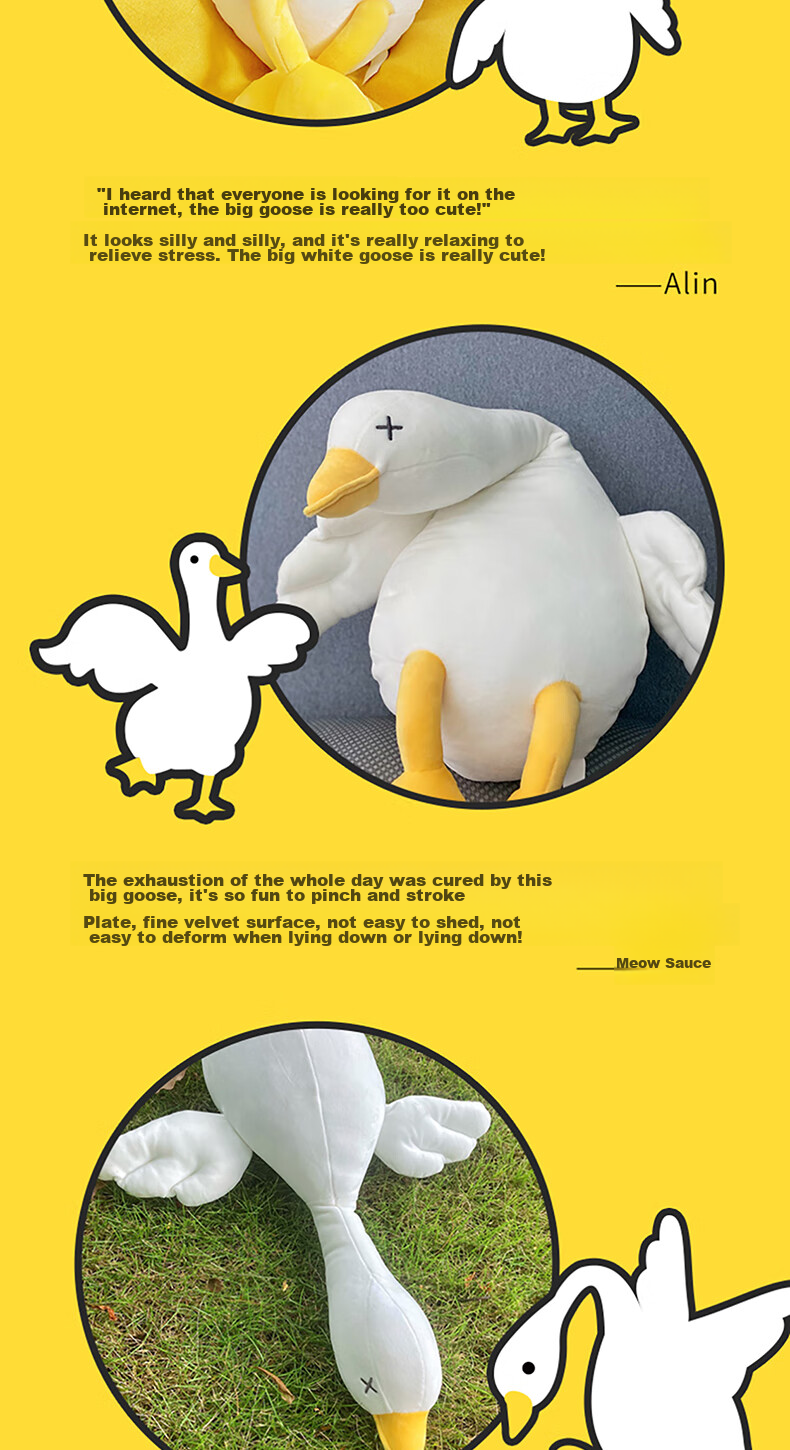 MINISO Goose Plush Pillow, Stuffed Animal Sofa Cushion, Bedroom Bedside Companion, Funny Creative Birthday Gift 7