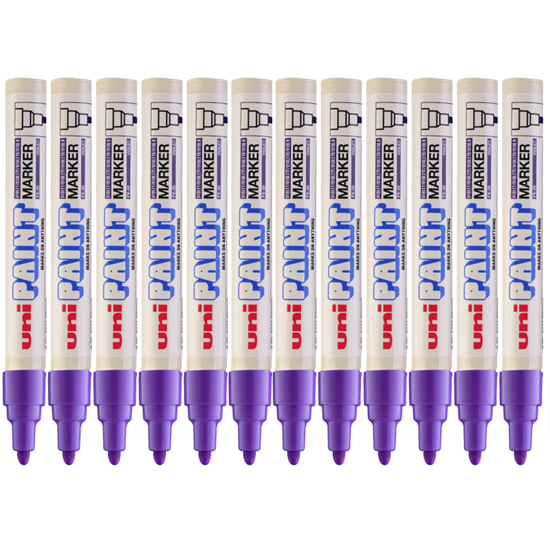 Uni Mitsubishi PX-20 Medium-Sized Paint Pen (Purple) 2.2-2.8mm (12-Pack) (Suitable for Car Touch-Up Painting)