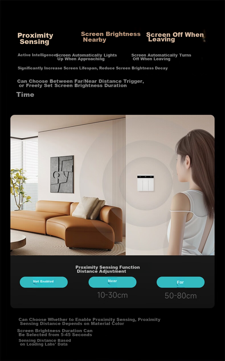 Linptech Smart Screen Switch E2 Lite Customizable Button Names Integrated with Mijia APP Zero Fire Three-Button White 6