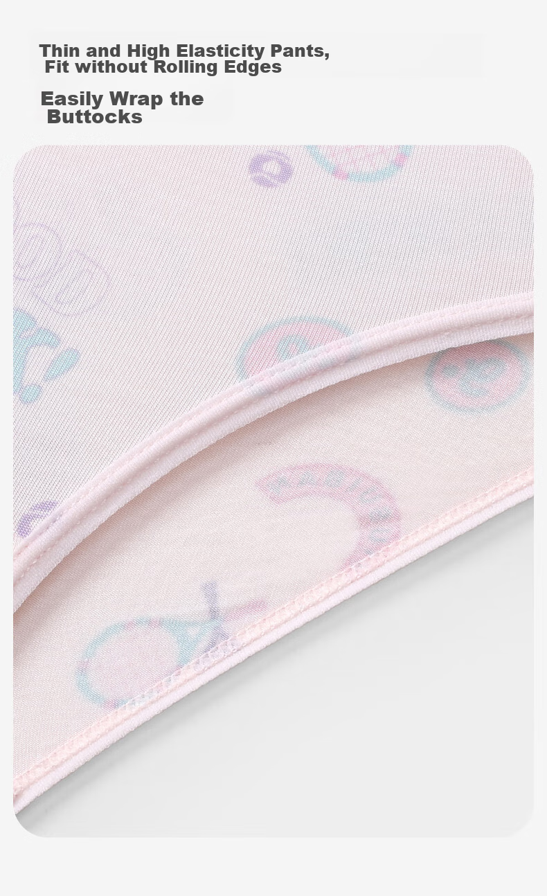 Jiusuiban Kids Girls' 7A Antibacterial Silk Gusset Boxer Shorts Cartoon Panda Plant Cotton 10
