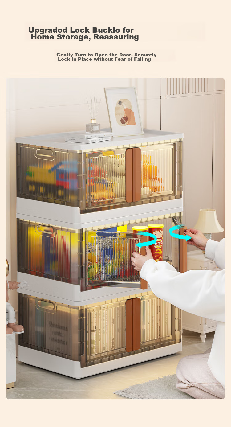 JD Original Wave Storage Cabinet, No Installation Required Bedside Table Children's Wardrobe Stackable, Extra Large Size 64cm Wide 2 Tiers 3