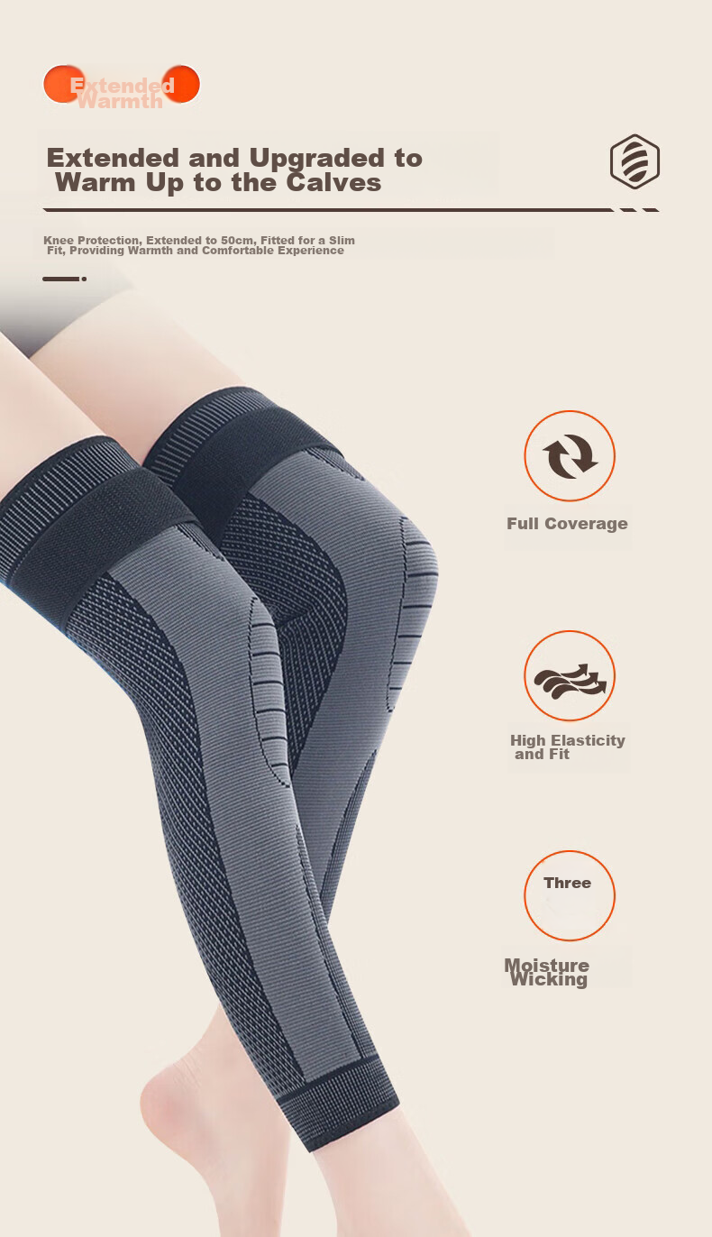 Chidong Knee Brace for Warmth, Arthritis Support for Men And Women, Extended Cold-Proof Compression Bandage, Elderly Anti-Cold Leg Support, Extended Version M 12