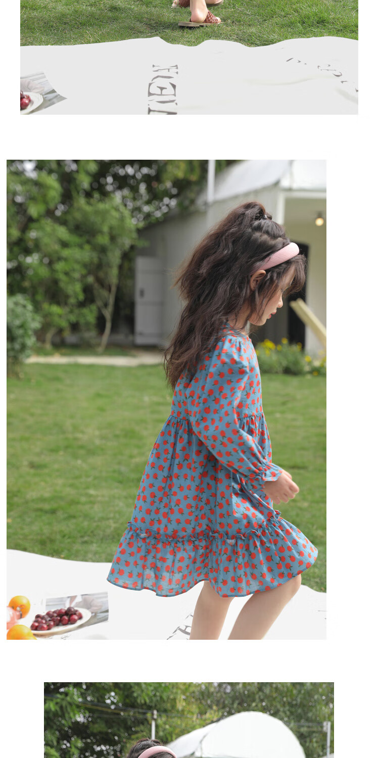 LUSON Chen Da Zhu Girls' Long-Sleeve Floral Print Dress, Spring And Autumn 2025 New Style Children's Fashionable Dress 14