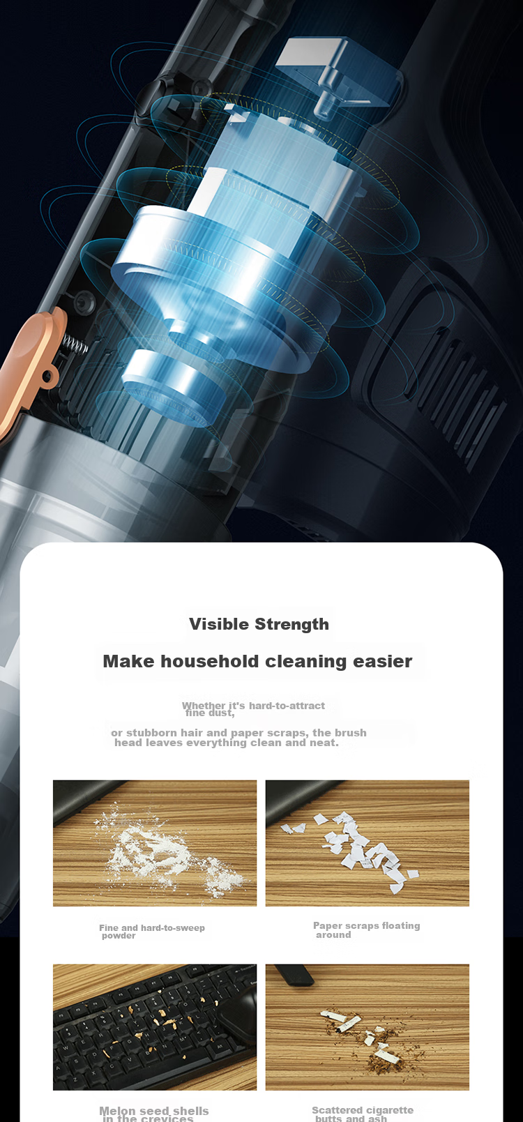 Deerma [Buy with Confidence, Price Protection] DX115C Corded Vacuum Cleaner, 15Kpa Suction Power, Lightweight Design, Powerful High-Wattage Handheld And Stick Vacuum Two-In Cleaner 8