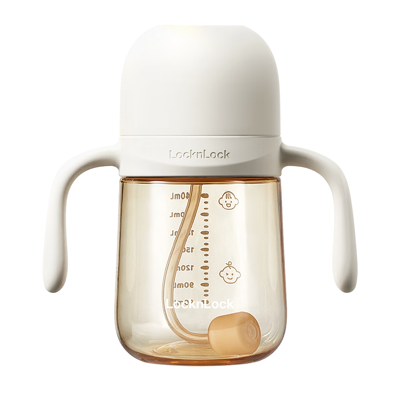 LOCK&LOCK Learning Cup with Straw for Infants Aged 1-3 Years Old, PPSU Straw Milk Cup with Gravity Ball for Drinking Water