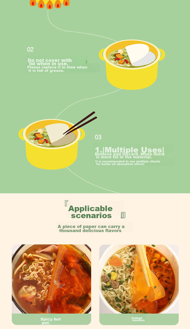 MIAOJIE Disposable Soup Strainer Paper, 50 Sheets, Food Kitchen Oil Filter Paper, Oil Absorbing Paper 7