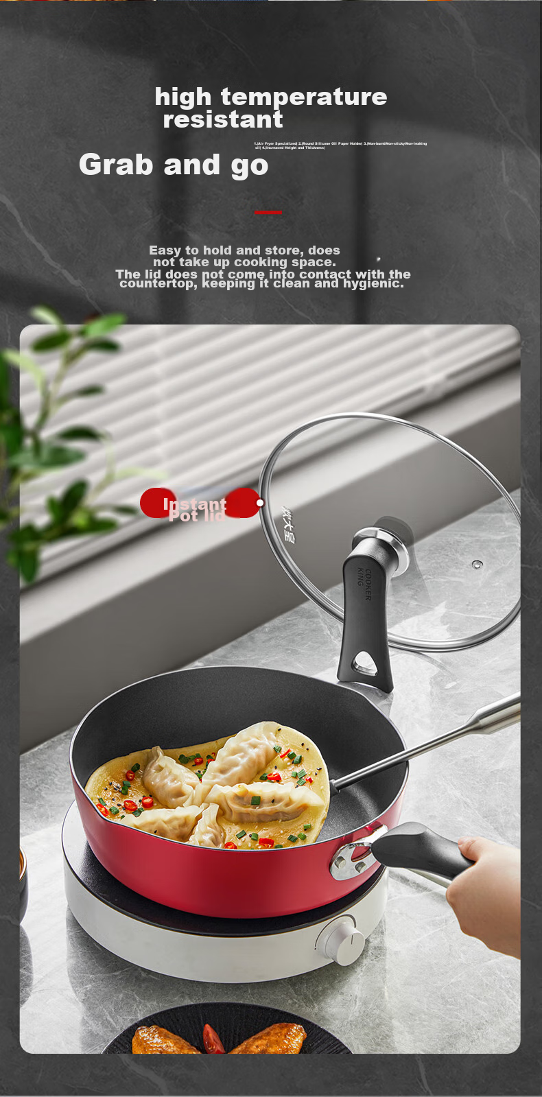 COOKER KING Glass Lid with Handle, 28cm, 304 Stainless Steel Edging, Suitable for Wok, Frying Pan, Hot Pot, Steamer, Shatterproof 7