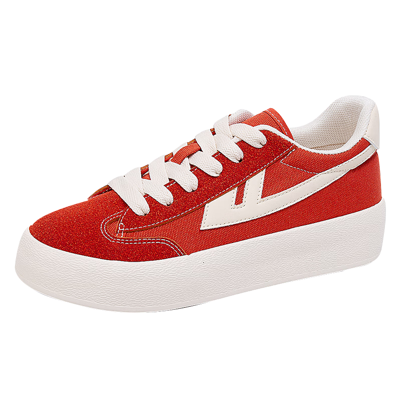 Huili Official Women's Shoes, Summer Breathable Canvas Shoes for Women, 2026 New Casual Shoes for Women, Iron Rust Red And Beige, Size 40