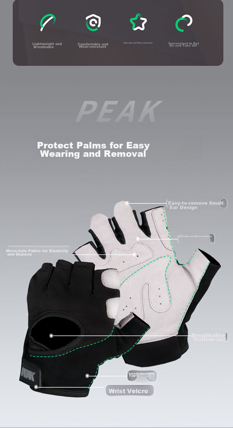 PEAK Cycling Fingerless Gloves for Men And Women, Summer Road And Mountain Bike Riding Anti-Slip Gloves, Light Pink, Size M 3