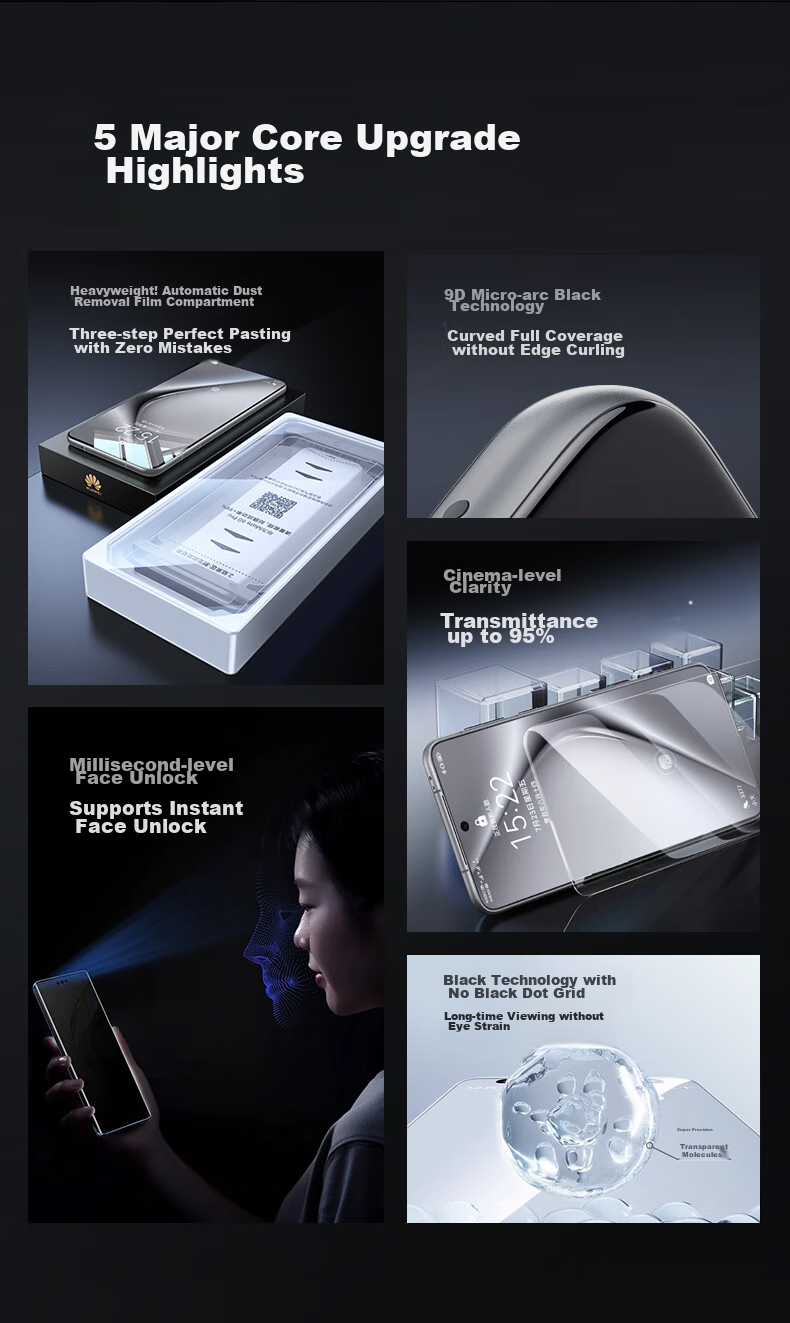 DIVI [One-Step Application] Privacy Screen Protector for Huawei Pura70, Full Adhesive P70 Full Coverage Microcrystalline Hydrogel High-Definition Anti-Fingerprint Non-Tempered Dust-Free Quick Installation Shockproof Soft Film 7