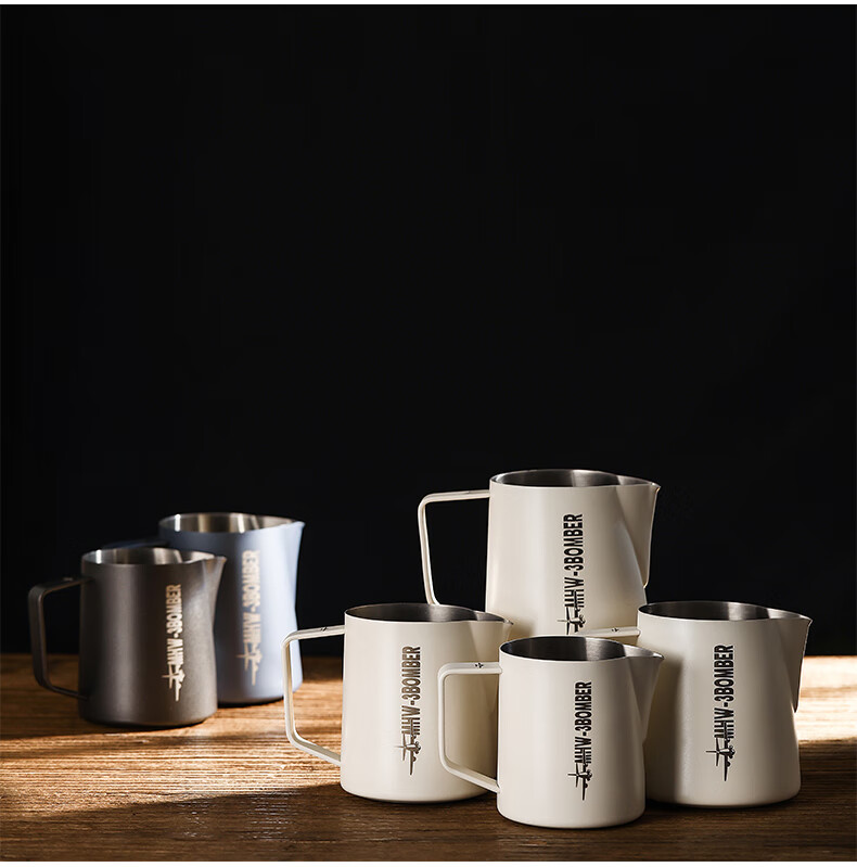 MHW-3BOMBER Gradient Pink Bomber 5.0 Latte Art Pitcher Crocodile Mouth Pointed Round Spout Professional Barista Milk Frothing Pitcher 25