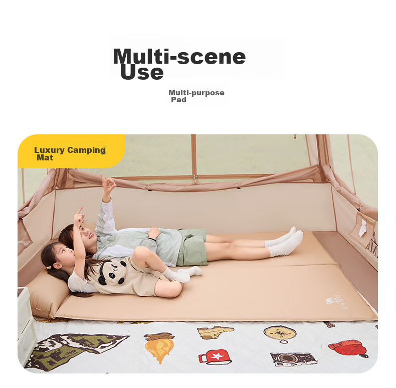 CAMEL Outdoor Automatic Inflatable Mat, Tent Ground Pad, Moisture-Proof Mat, Thickened Picnic Mat, 1J32267486, Cheese Color, Floor Mat 17
