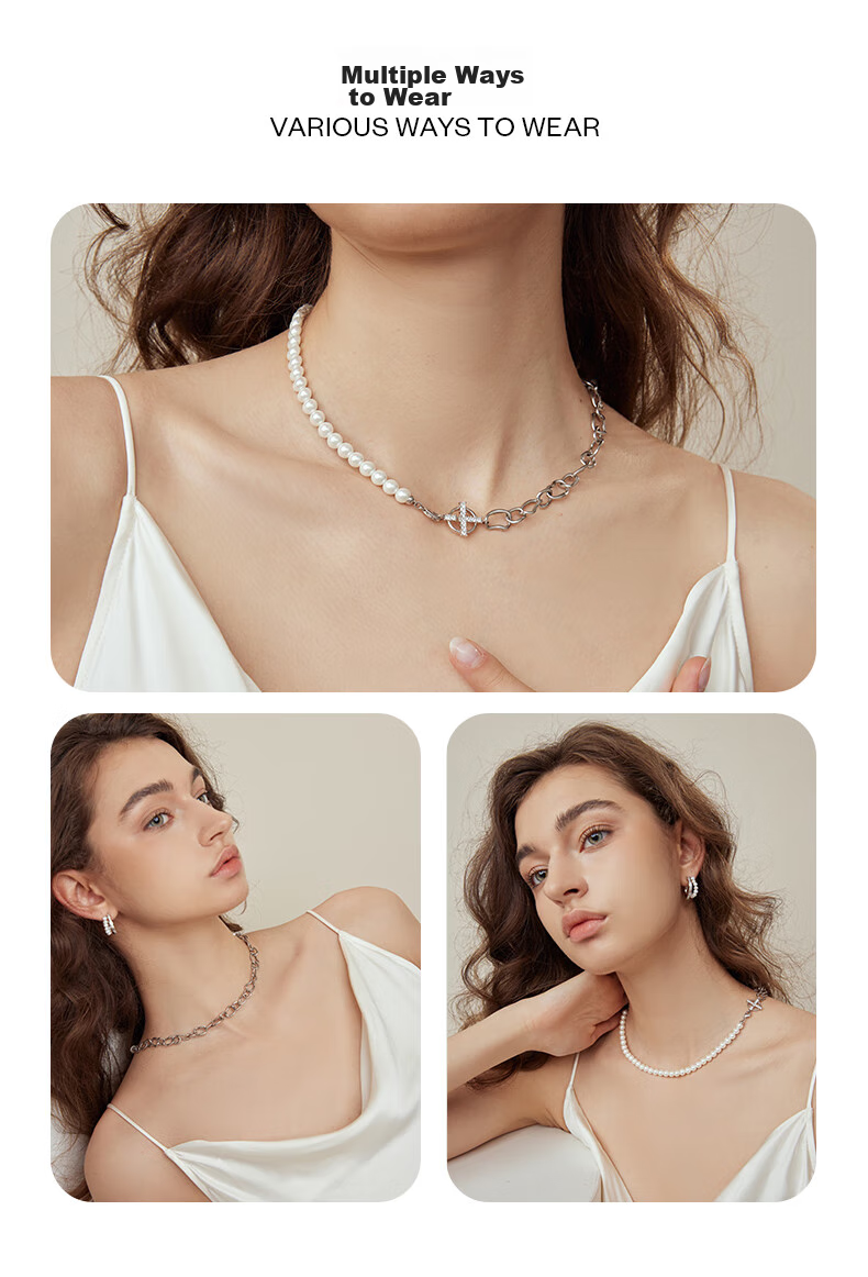 Arsis Flowing Light Spliced Necklace for Women, Original Design with Beaded Pearls, Fashionable Collarbone Chain, Gift for Girlfriend on Birthday 10
