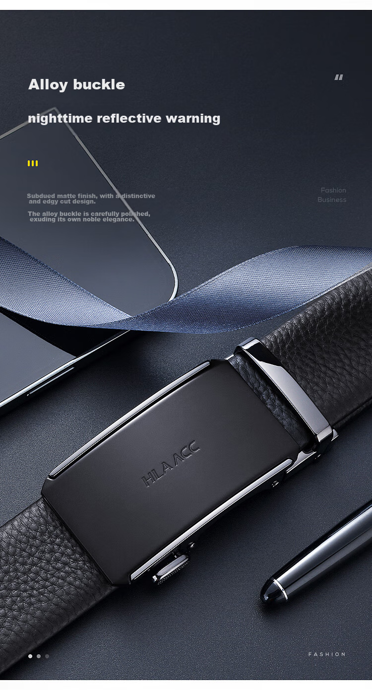 HLA Men's Belt, Top-Grain Leather, Automatic Buckle, Waistband, Practical Birthday Gift for Dad Or Husband, New Style 6