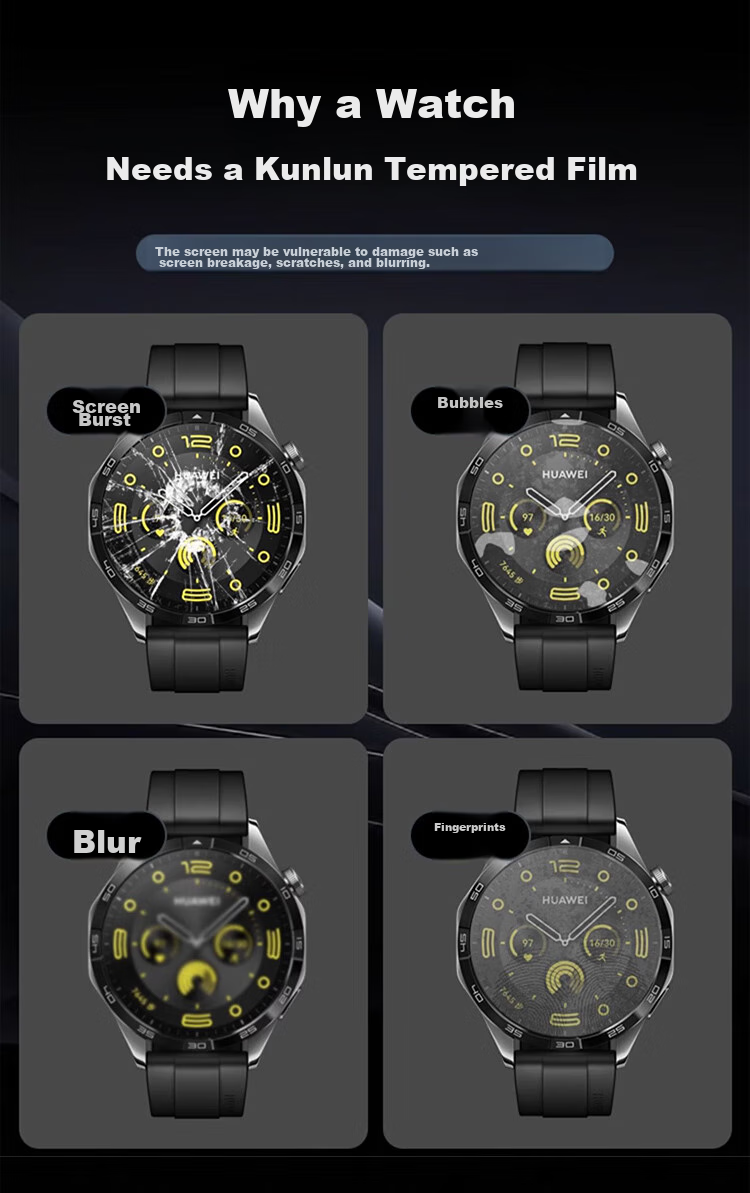Stiger [3-Pack Premium] Screen Protector for Huawei GT5, Tempered Glass Film for Watch GT5 Case, Full Coverage High Definition Anti-Drop Fingerprint-Resistant Protective Film for 41mm Watch Face 5