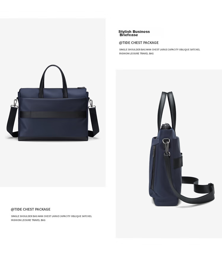 GOLF Business Briefcase, Large Capacity Handbag for Men, Can Hold 15-Inch Laptop, Horizontal Style with Multiple Compartments, Casual Shoulder Crossbody Bag for Men, 5I768305J, Navy Blue 18