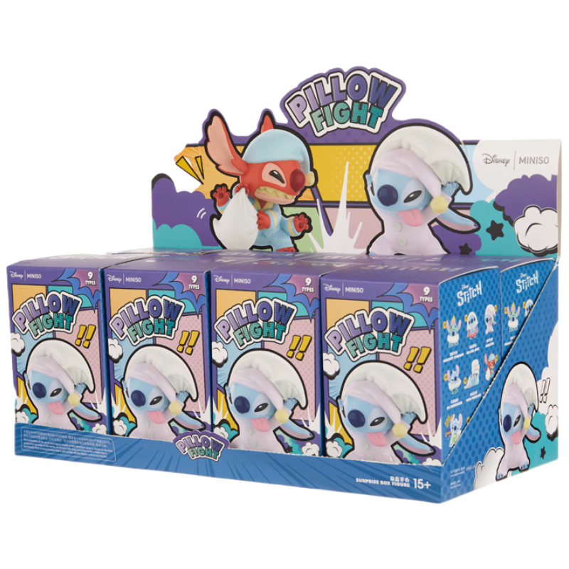 MINISO Disney Stitch Pillow, Battle Figurine Blind Box, Desktop Decoration Toy, Peripheral Birthday Gift for Women, End Box