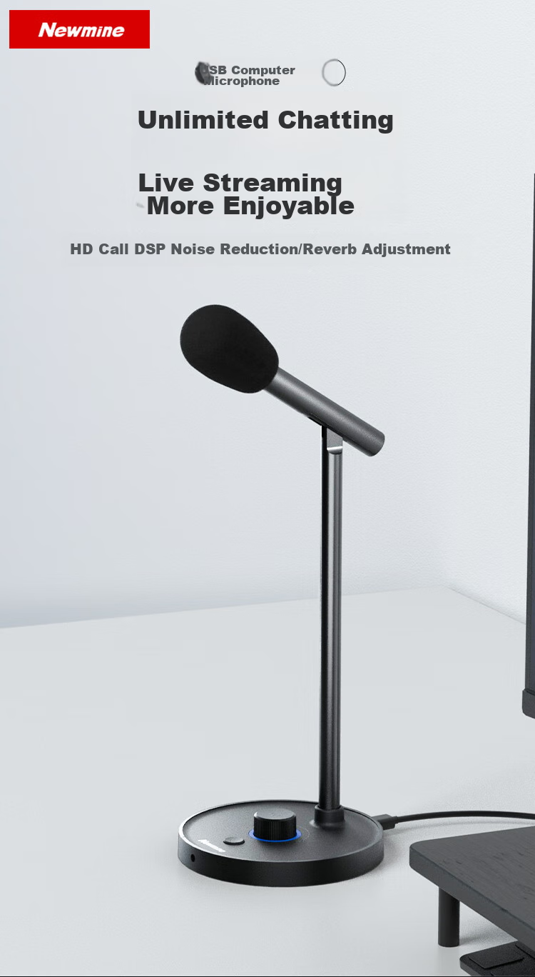 Newmine ZM09E Cantilever Stand, Computer Microphone, Gaming And Live Streaming Condenser Microphone for Karaoke, USB Noise-Cancelling Microphone, Desktop And Laptop Microphone 1