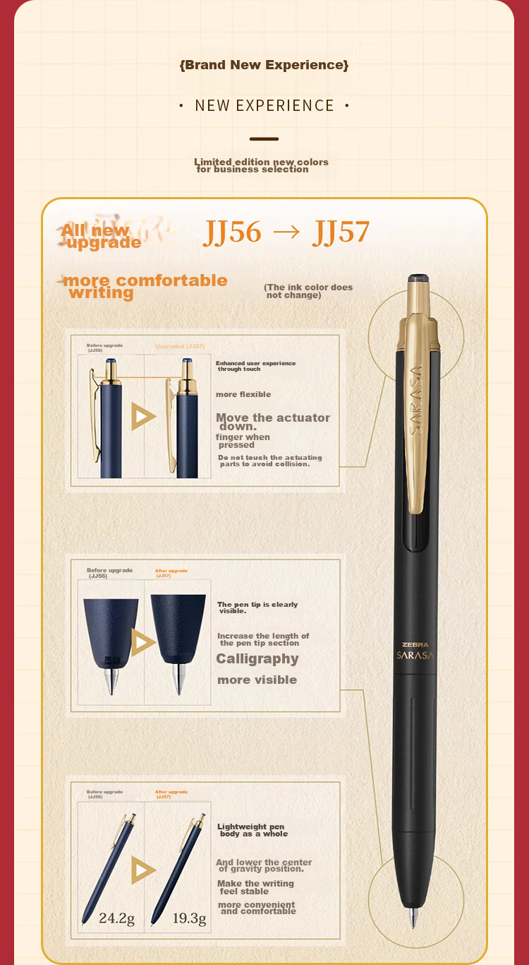 ZEBRA JJ57 Premium Pen Retro Series 0.5mm Retractable Gel Pen Bullet Tip Business Signing Pen Office Pen JJ57 Dark Blue Single Pe 3