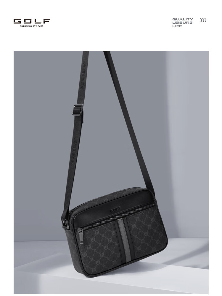 GOLF Men's Printed Single Shoulder Crossbody Bag Multi-Compartment Waterproof Business Commuter Bag for Phone and iPad 15