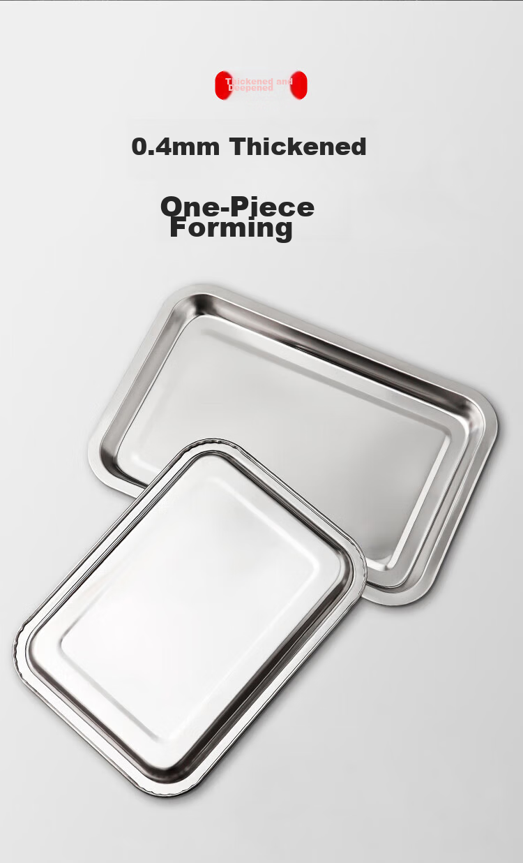 MAXCOOK 304 Stainless Steel Square Plate, Deep Square Tray, Rectangular Serving Tray, Barbecue Grilling Tray 29cm MCFT6548 6